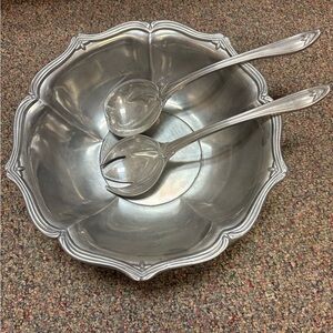 Arthur Court Silver-Tone Scalloped Salad Bowl with Servers